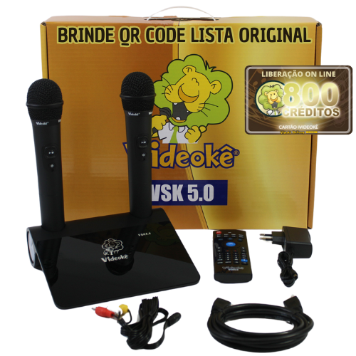 Aparelho de videokê VSK 5.0 com 11.999 Canções + Cartão 800 Créditos