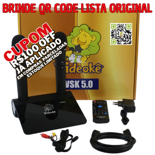 PROMOÇÃO RELÂMPAGO! Aparelho de videokê VSK 5.0 com 11.999 Canções