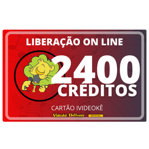 Cartão pré-pago 2400 créditos ivideokê p/ sua conta videokê