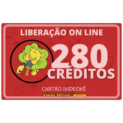 Cartão pré-pago 280 créditos ivideokê p/ sua conta videokê