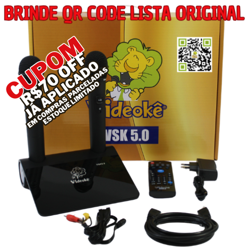 PROMOÇÃO RELÂMPAGO 70! Aparelho de videokê VSK 5.0 com 11.999 Canções